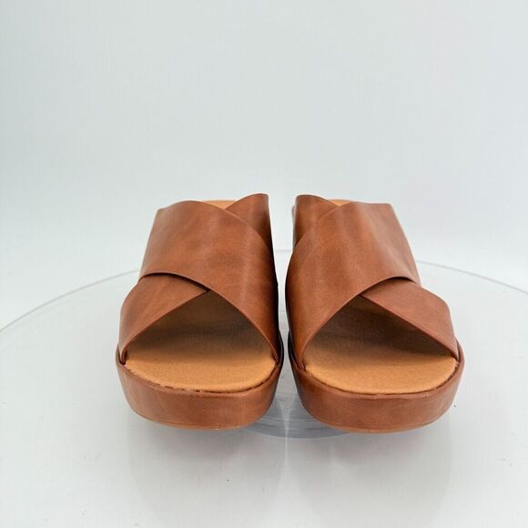 Korks Kork Ease Brown Vegan Madera Platform Chunky Slip On Wedge Slide 11M - Picture 3 of 13